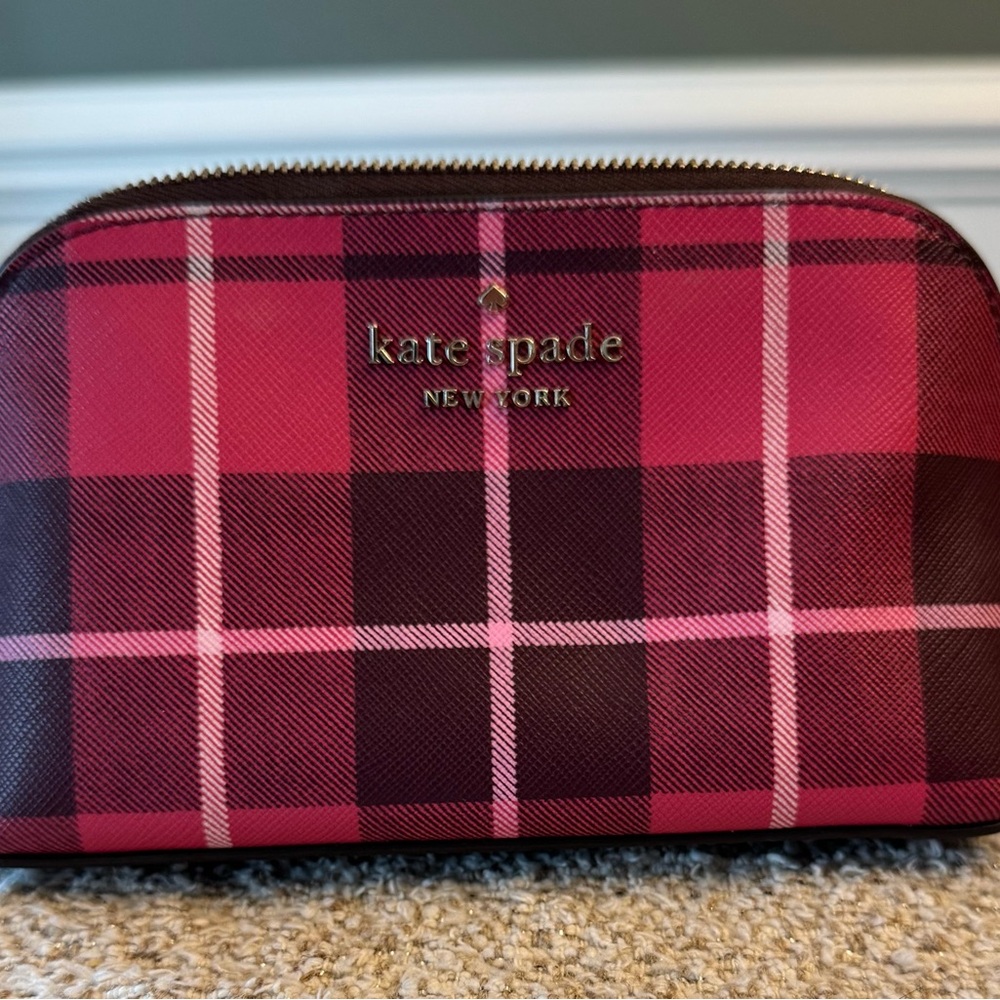 Kate Spade Red and Black Plaid Pouch